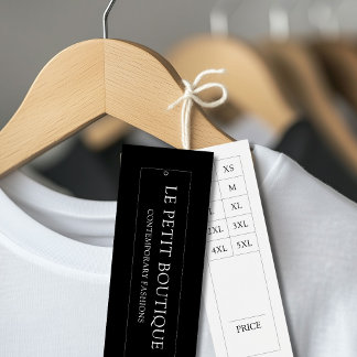 Modern Black Clothing Size Chart Swing Price Tag