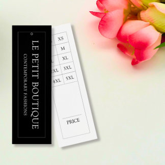 Modern Black Clothing Size Chart Swing Price Tag