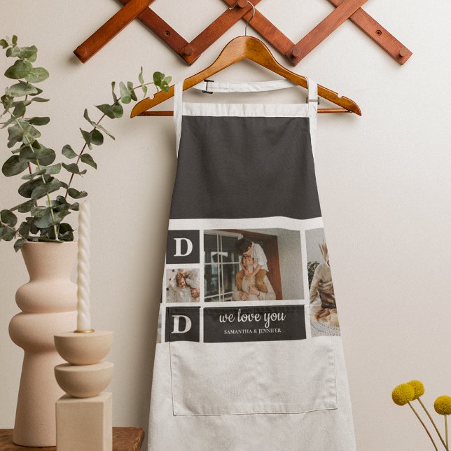  Modern Black | Collage Photo | Dad Best Gift  Apron (Creator Uploaded)