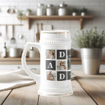 Modern Black | Collage Photo | Dad Best Gift  Beer Stein<br><div class="desc">A collage photo is a wonderful gift idea for any dad who loves to reminisce about the good times with family and friends. This type of photo features a collection of photographs creatively arranged and displayed together, often in a theme or layout that reflects the personality or interests of the...</div>