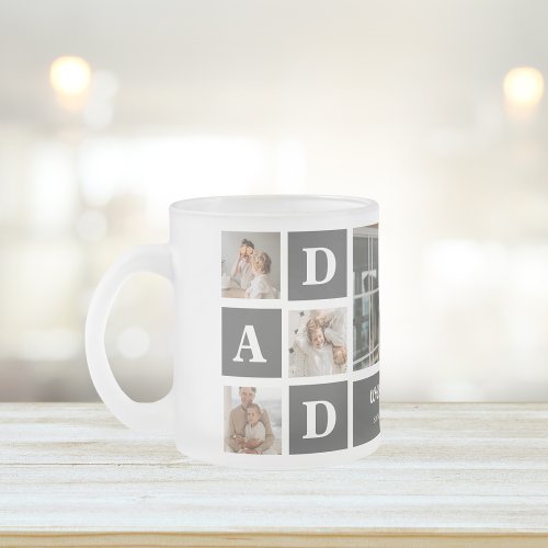  Modern Black  Collage Photo  Dad Best Gift  Frosted Glass Coffee Mug