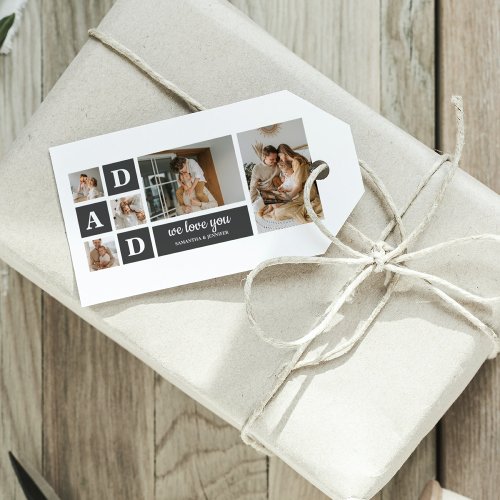  Modern Black  Collage Photo  Dad Best Gift  Gift Tags