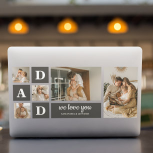 Modern Black Collage Photo Dad Best Gift HP Laptop Skin
