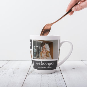 Modern Black   Collage Photo   Dad Best Gift  Latte Mug