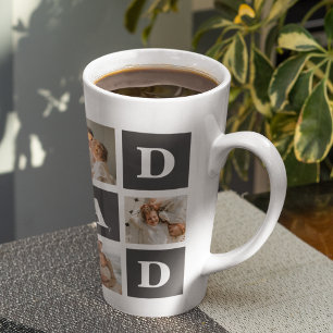 Modern Black Collage Photo Dad Best Gift Latte Mug