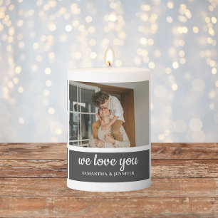 Modern Black Collage Photo Dad Best Gift Pillar Candle