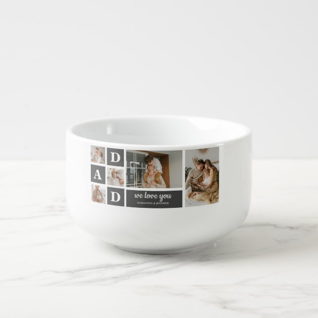  Modern Black | Collage Photo | Dad Best Gift  Soup Mug (Front)