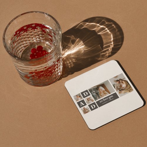  Modern Black  Collage Photo  Dad Best Gift  Square Paper Coaster