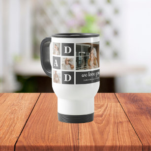  Modern Black   Collage Photo   Dad Best Gift  Travel Mug