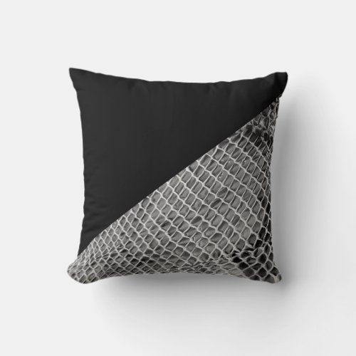 Modern Black Color Block  Snake Skin Throw Pillow