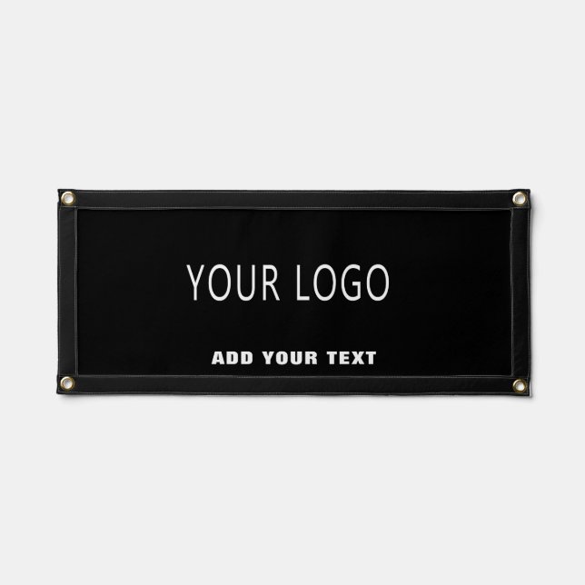Modern Black Company Business Logo Branded  Pennant (Front)