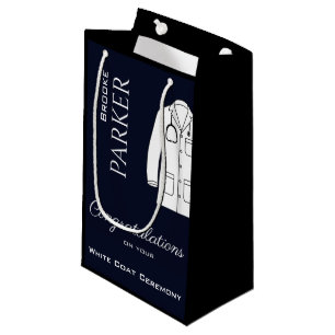 Modern Black Congratulations White Coat Ceremony Small Gift Bag
