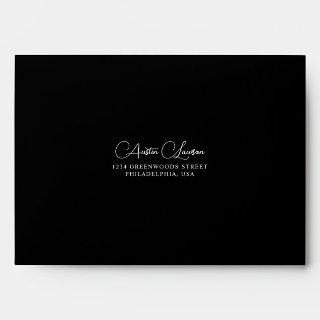 Modern Black Contemporary Script Wedding Envelope (Front)