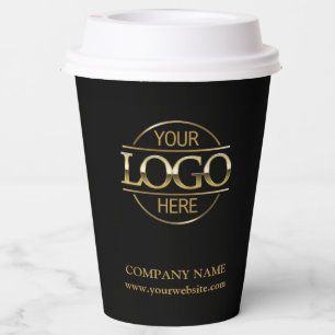 Modern Black Corporate Business Logo 12 oz Paper Cups