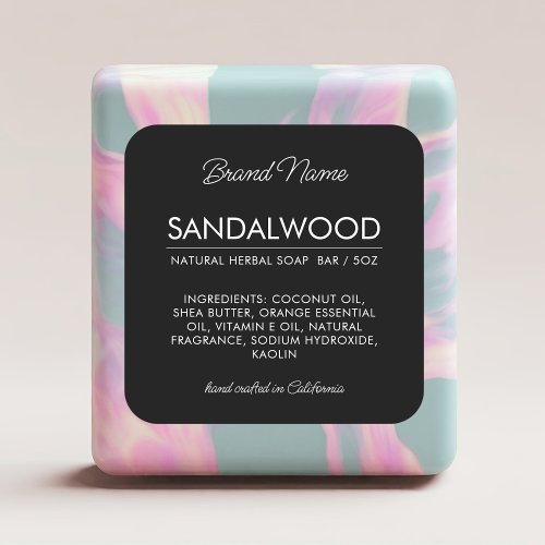 Modern black cosmetics soap ingredients label