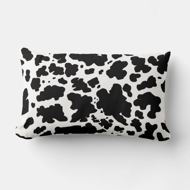 Modern Black Cow Skin Print Lumbar Pillow (Front)