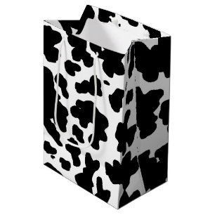 Modern Black Cow Skin Texture Animal Print Medium Gift Bag
