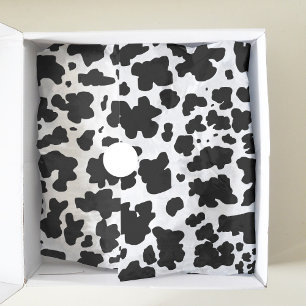 Modern Black Cow Skin Texture Animal Print Tissue Paper