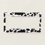 Modern Black Cow Spots Print Cowboy Farmer License Plate Frame<br><div class="desc">Classic and trendy black and white cow skin spots texture design home decor and gifts. Cow spots animal print</div>