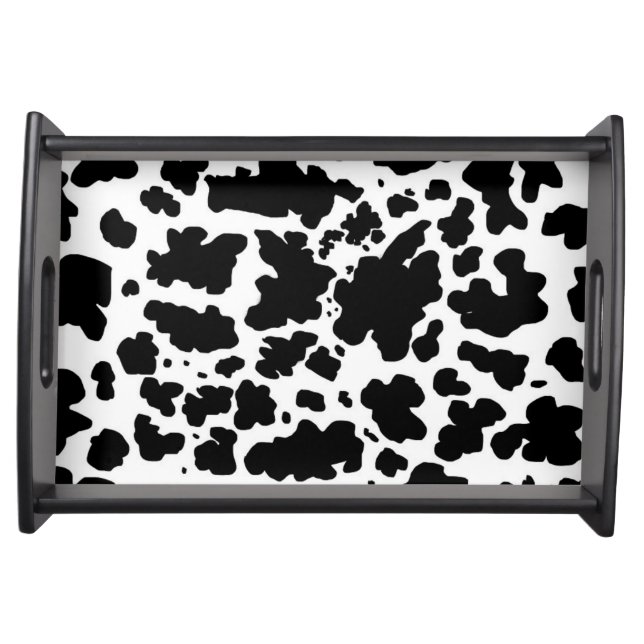 Modern Black Cow Spots Print Cowboy Serving Tray (Front)