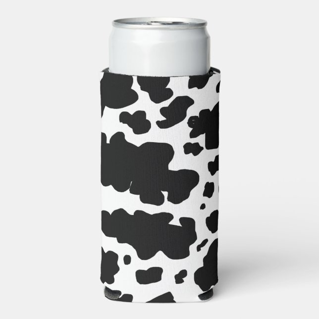 Modern Black Cow Spots Print  Seltzer Can Cooler (Seltzer Front)