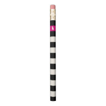 Modern Black, Cream & Fuchsia Stripe Initial Pencil Modern Black, Cream & Fuchsia Stripe Initial Pencil