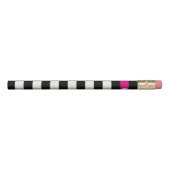 Modern Black, Cream & Fuchsia Stripe Initial Pencil (Rotated 270)