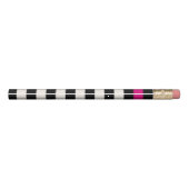 Modern Black, Cream & Fuchsia Stripe Initial Pencil (Back)