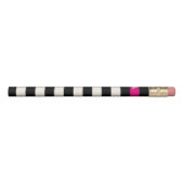 Modern Black, Cream & Fuchsia Stripe Initial Pencil (Rotated 90)