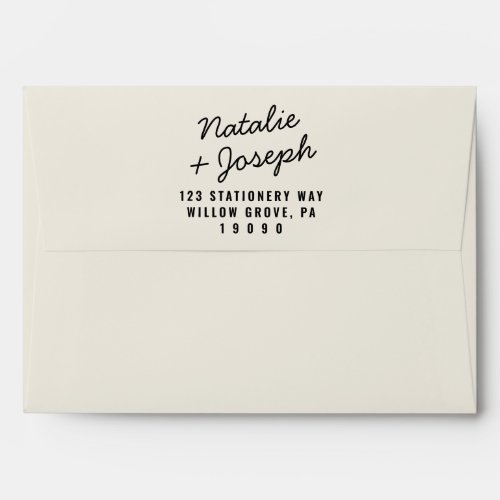 Modern Black Cream Retro Bright Whimsical Wedding Envelope