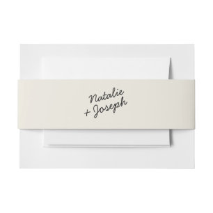 Modern Black Cream Retro Whimsical Bright Wedding  Invitation Belly Band