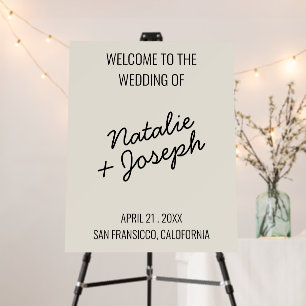 Modern Black Cream Retro Whimsical Wedding Welcome Foam Board