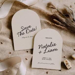 Modern Black Cream Whimsical Retro Wedding Save The Date