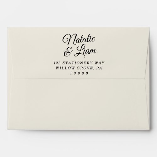 Modern Black  Creamy Fun Retro Funky Wedding Envelope