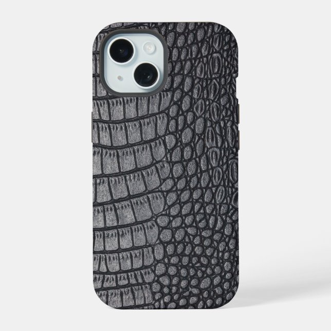 Modern Black Crocodile Iphone Case (Back)