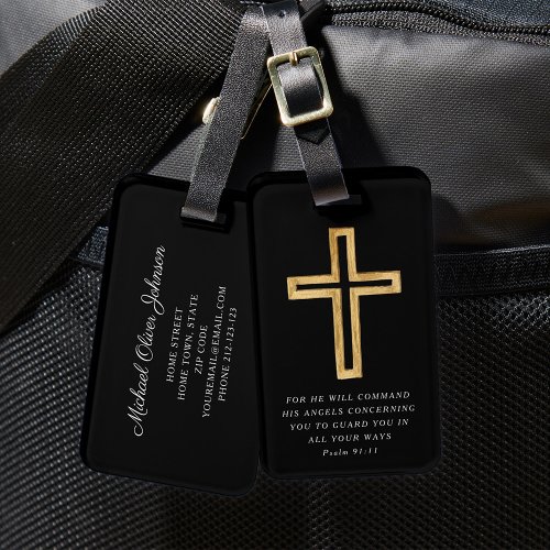 Modern Black Cross Luggage Tag