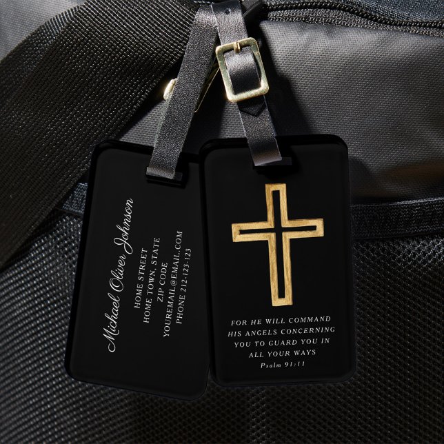 Modern Black Cross Luggage Tag (Modern Black Cross Luggage Tag)