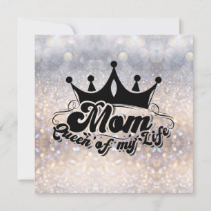 Modern Black Crown, Mom Queen of my life Card
