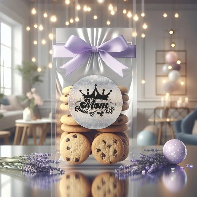 Modern Black Crown, MOM Queen of my life  Classic Round Sticker (Creator Uploaded)