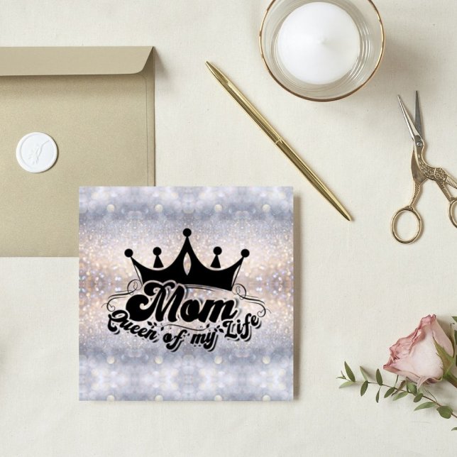 Modern Black Crown, MOM Queen of my life Flat Card (Creator Uploaded)