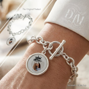 Modern Black Crown, MOM Queen of my life Photos Bracelet