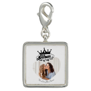 Modern Black Crown, MOM Queen of my life Photos Charm