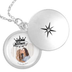 Modern Black Crown, MOM Queen of my life Photos Locket Necklace