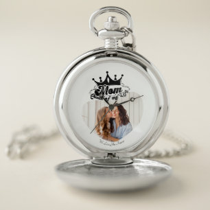 Modern Black Crown, MOM Queen of my life Pocket Watch