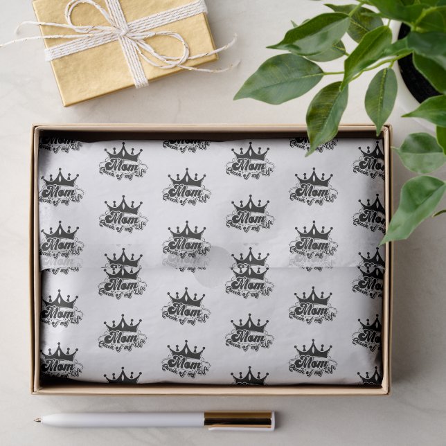 Modern Black Crown, MOM Queen of my life  Tissue Paper (Gift)