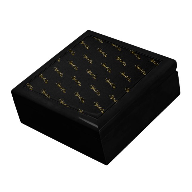Modern Black Custom Brand Name Pattern Gift Box (Side)