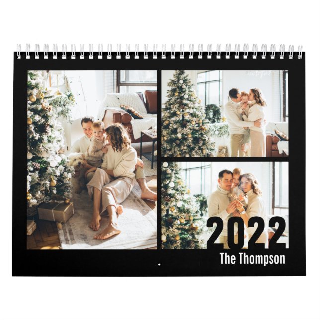 Modern Black Custom Create your own Photo Calendar (Cover)