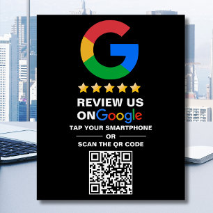 Modern Black Custom Logo and QR Code Google Review Foam Board