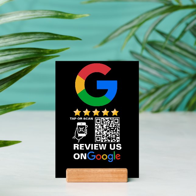 Modern Black Custom Logo and QR Code Google Review Holder (Insitu 2)