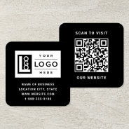 Modern Black Custom Logo And Qr Code Square Business Card at Zazzle
